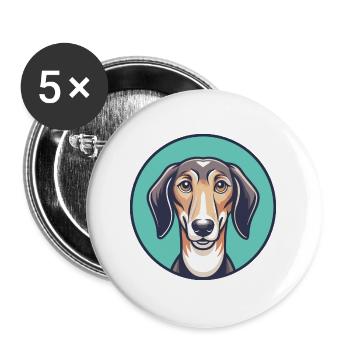 Mudhol Hound Chien Race Dessin animé Kawaii Clipart Animal de compagnie - Lot de 5 grands badges (56 mm) - blanc - Devant