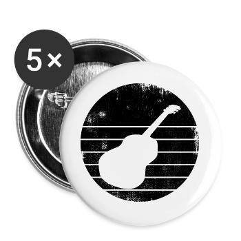 Guitare - Lot de 5 grands badges (56 mm) - blanc - Devant