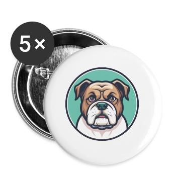 Olde English Bulldogge Dog Breed Cartoon Kawaii - Buttons large 2.2''/56 mm (5-pack) - white - Front