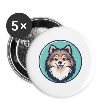 Nordic Spitz Dog Breed Cartoon Kawaii Clipart Pet - Buttons large 2.2''/56 mm (5-pack) - white - Front