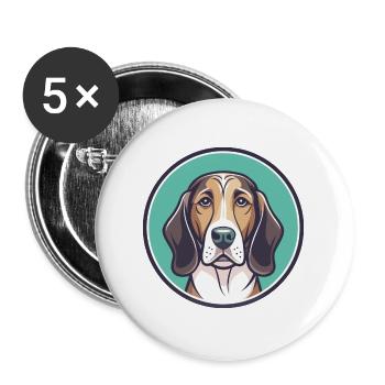 Norman Hound Hund Rasse Cartoon Kawaii Clipart Haustier - Buttons groß 56 mm (5er Pack) - Weiß - Vorne