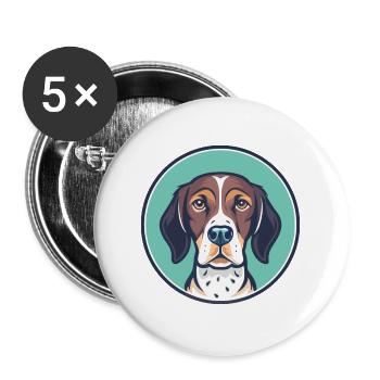 Vieux chien d’arrêt danois race dessin animé Kawaii - Lot de 5 grands badges (56 mm) - blanc - Devant