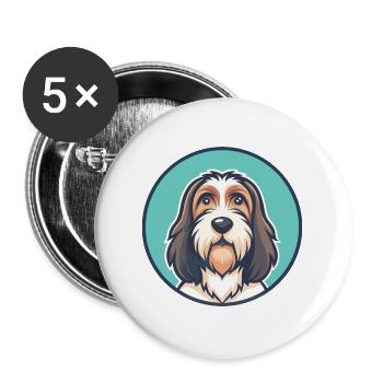 Petit Basset Griffon Vendéen Chien Race Dessin Animé Animal - Lot de 5 grands badges (56 mm) - blanc - Devant