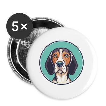 Polish Hunting Hound Dog Breed Cartoon Kawaii Pet - Buttons large 2.2''/56 mm (5-pack) - white - Front