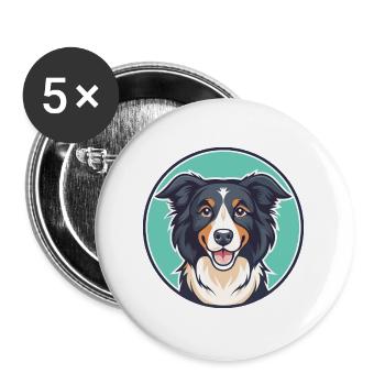 Picardy Sheepdog Dog Breed Cartoon Kawaii Clipart - Buttons large 2.2''/56 mm (5-pack) - white - Front
