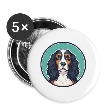 Picardy Spaniel Dog Breed Cartoon Kawaii Clipart - Buttons large 2.2''/56 mm (5-pack) - white - Front
