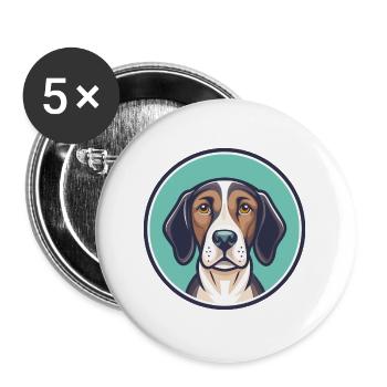 Pointer chien race dessin animé personnage Kawaii Clipart - Lot de 5 grands badges (56 mm) - blanc - Devant