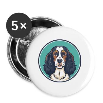 Pont Audemer Spaniel Dog Breed Cartoon Kawaii Pet - Buttons large 2.2''/56 mm (5-pack) - white - Front