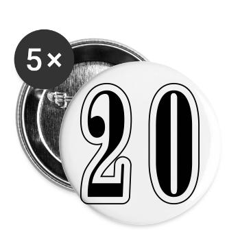 20 Zahl symbol - Buttons groß 56 mm (5er Pack) - Weiß - Vorne