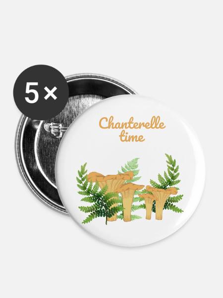Pfifferlinge im Wald - Buttons groß 56 mm (5er Pack) - Weiß