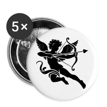 Cupidon classique tirant ses flèches d’amour - Lot de 5 grands badges (56 mm) - blanc - Devant