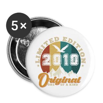 Original 2010 Vintage - 2010 Geburtstagsgeschenk - Buttons groß 56 mm (5er Pack) - Weiß - Vorne