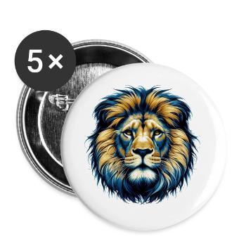 Lion - Buttons large 2.2''/56 mm (5-pack) - white - Front