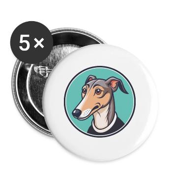 Rampur Greyhound Chien Race Dessin animé Kawaii Clipart - Lot de 5 grands badges (56 mm) - blanc - Devant