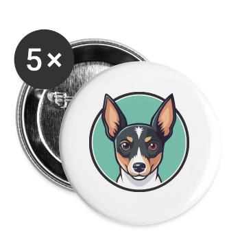 Rat Terrier Hund Rasse Lustige Karikatur Kawaii Clipart - Buttons groß 56 mm (5er Pack) - Weiß - Vorne