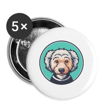 Pumi Hund Rasse Cartoon Kawaii Clipart Illustration - Buttons groß 56 mm (5er Pack) - Weiß - Vorne