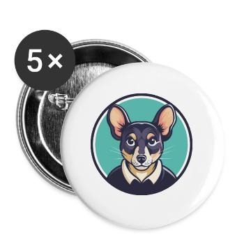 Ratonero Valenciano Race Chien Drôle Dessin Animé Kawaii - Lot de 5 grands badges (56 mm) - blanc - Devant