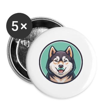 Rize Koyun Chien Race Dessin animé Kawaii Clipart Animal - Lot de 5 grands badges (56 mm) - blanc - Devant