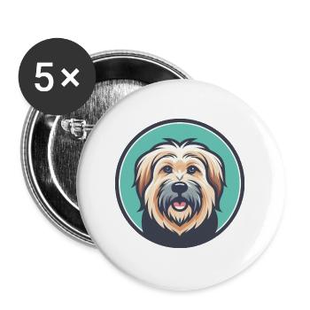 chien de berger des Pyrénées race de chien dessin animé Kawaii Clipart - Lot de 5 grands badges (56 mm) - blanc - Devant