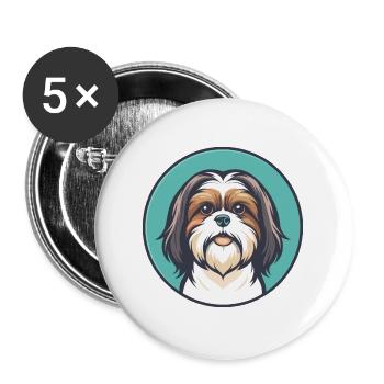 Shih Tzu Dog Breed Colorful Cartoon Kawaii Clipart - Buttons large 2.2''/56 mm (5-pack) - white - Front