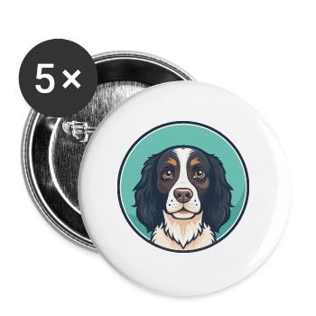 Small Munsterlander Dog Breed Funny Cartoon Kawaii - Buttons large 2.2''/56 mm (5-pack) - white - Front