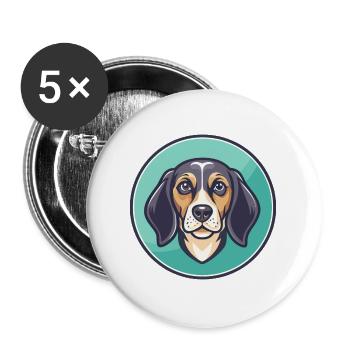 Cinghalais Chien Chien Race Dessin Animé Kawaii Clipart Animal de compagnie - Lot de 5 grands badges (56 mm) - blanc - Devant