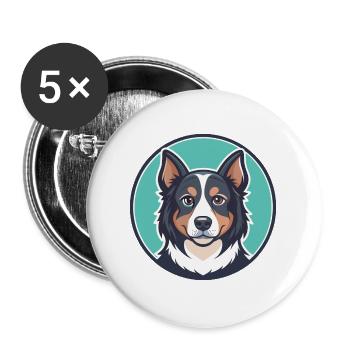 Slovensky Cuvac chien race dessin animé Kawaii Clipart - Lot de 5 grands badges (56 mm) - blanc - Devant