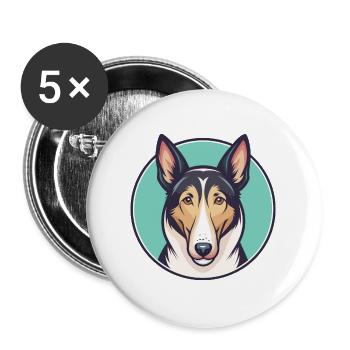 Smooth Collie Chien Race Dessin animé Kawaii Clipart Animal de compagnie - Lot de 5 grands badges (56 mm) - blanc - Devant