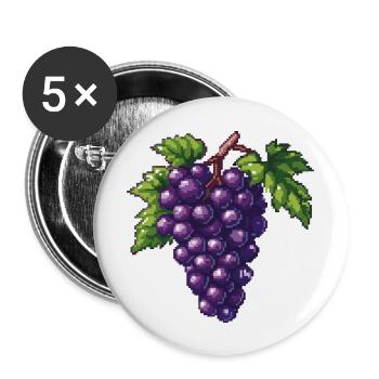 Raisin Icône Pixel - Lot de 5 grands badges (56 mm) - blanc - Devant