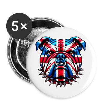 English Bulldog Dog - Buttons large 2.2''/56 mm (5-pack) - white - Front