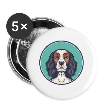 Spaniel Dog Breed Cartoon Character Kawaii Clipart - Buttons large 2.2''/56 mm (5-pack) - white - Front