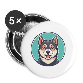 Taigan Dog Breed Cartoon Kawaii Clipart Animal Pet - Buttons large 2.2''/56 mm (5-pack) - white - Front