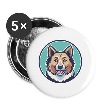 Illustration clipart kawaii de dessin animé de race de chien Tang - Lot de 5 grands badges (56 mm) - blanc - Devant