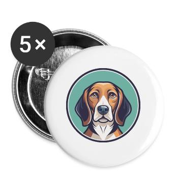 West Country Harrier Chien Race Dessin animé Kawaii Pet - Lot de 5 grands badges (56 mm) - blanc - Devant