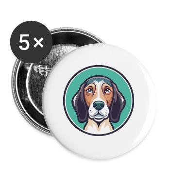 Trigg Hound Dog Breed Funny Cartoon Kawaii Clipart - Buttons large 2.2''/56 mm (5-pack) - white - Front