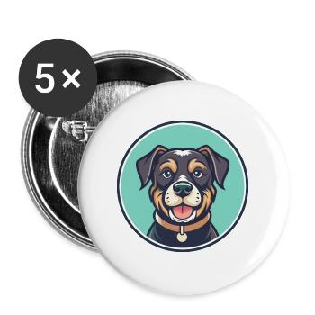 Tyroler Bracke Hunderasse Cartoon Kawaii Clipart - Buttons groß 56 mm (5er Pack) - Weiß - Vorne