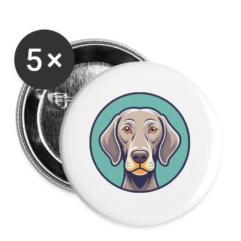Weimaraner Hund Rasse Cartoon Kawaii Clipart Tier - Buttons groß 56 mm (5er Pack) - Weiß - Vorne