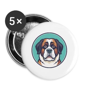 St Bernard Chien Race Dessin Animé Kawaii Clipart Animal - Lot de 5 grands badges (56 mm) - blanc - Devant