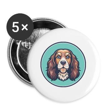 Sussex Spaniel Dog Breed Cartoon Kawaii Clipart - Buttons large 2.2''/56 mm (5-pack) - white - Front