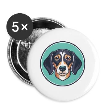 Dessin animé kawaii de race de chien de race Dachshund Westphalien - Lot de 5 grands badges (56 mm) - blanc - Devant