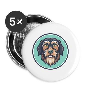 Griffon pointant à poil dur Race de chien Dessin animé Animal de compagnie - Lot de 5 grands badges (56 mm) - blanc - Devant