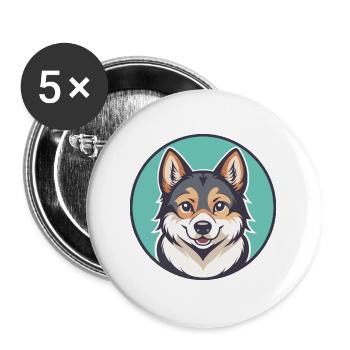 Volpino Italiano Hunderasse Cartoon Kawaii Clipart - Buttons groß 56 mm (5er Pack) - Weiß - Vorne