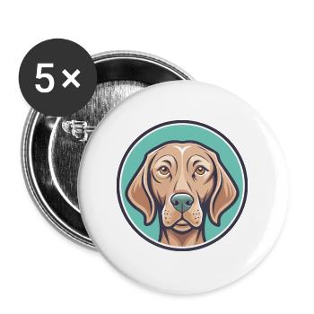 Vizsla Hund Rasse Cartoon Kawaii Clipart Tier Haustier - Buttons groß 56 mm (5er Pack) - Weiß - Vorne