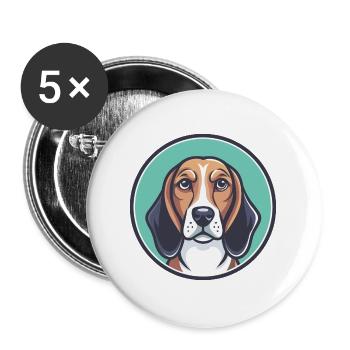 Welsh Hound Dog Breed Funny Cartoon Kawaii Clipart - Buttons large 2.2''/56 mm (5-pack) - white - Front