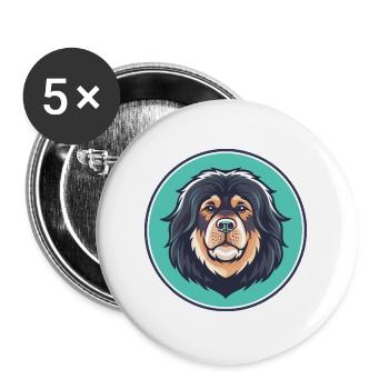 Tibetische Dogge Hunderasse Karikatur Kawaii Clipart - Buttons groß 56 mm (5er Pack) - Weiß - Vorne