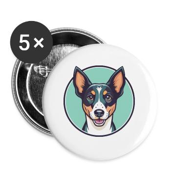 Baum Feist Hund Rasse Cartoon Kawaii Clipart Haustier - Buttons groß 56 mm (5er Pack) - Weiß - Vorne
