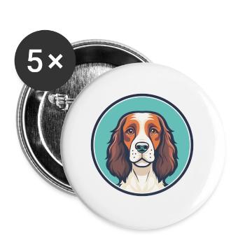 Welsh Springer Spaniel Chien Race Dessin Animé Kawaii - Lot de 5 grands badges (56 mm) - blanc - Devant