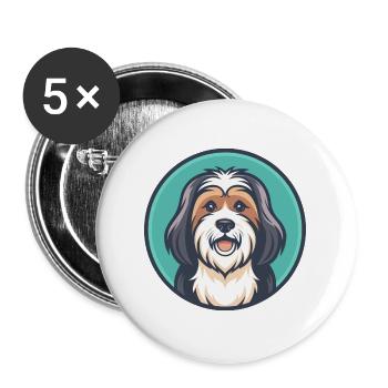 Tibetan Terrier Dog Breed Cartoon Kawaii Clipart - Buttons large 2.2''/56 mm (5-pack) - white - Front