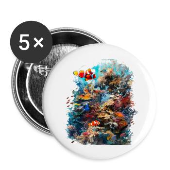 Tiny coral polyps form entire reefs - Buttons large 2.2''/56 mm (5-pack) - white - Front
