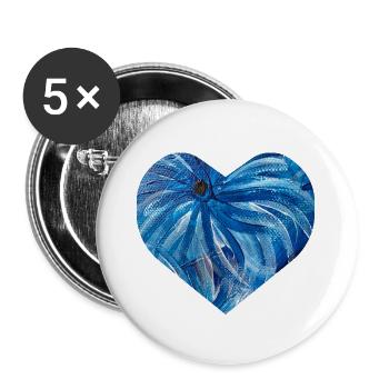Cadeaux avec cœurs - peints à la main par Martina Eßer - Lot de 5 grands badges (56 mm) - blanc - Devant